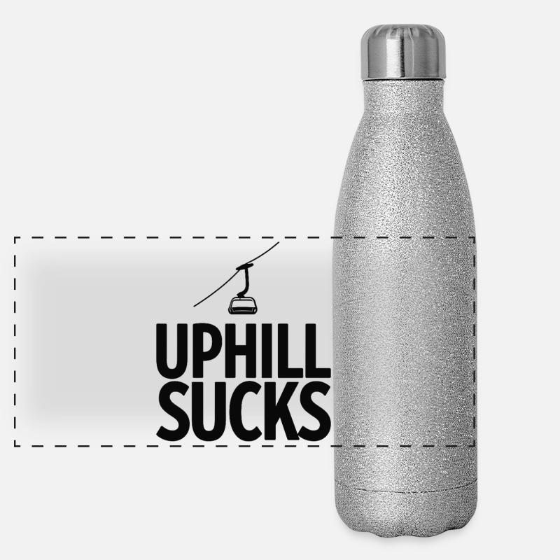 Uphill Sucks Sessellift Wintersport Statement Panorama Glitzer Isolierflasche 500 ml