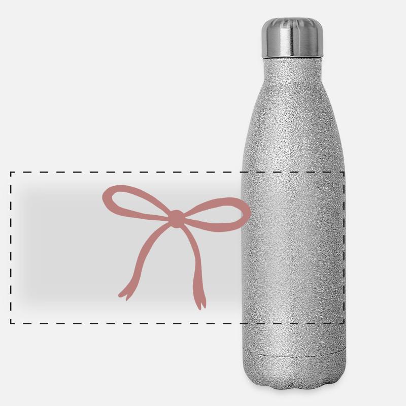 Rosy Ribbon Bow Print Panoramic Glitter Thermal Bottle 500 ml