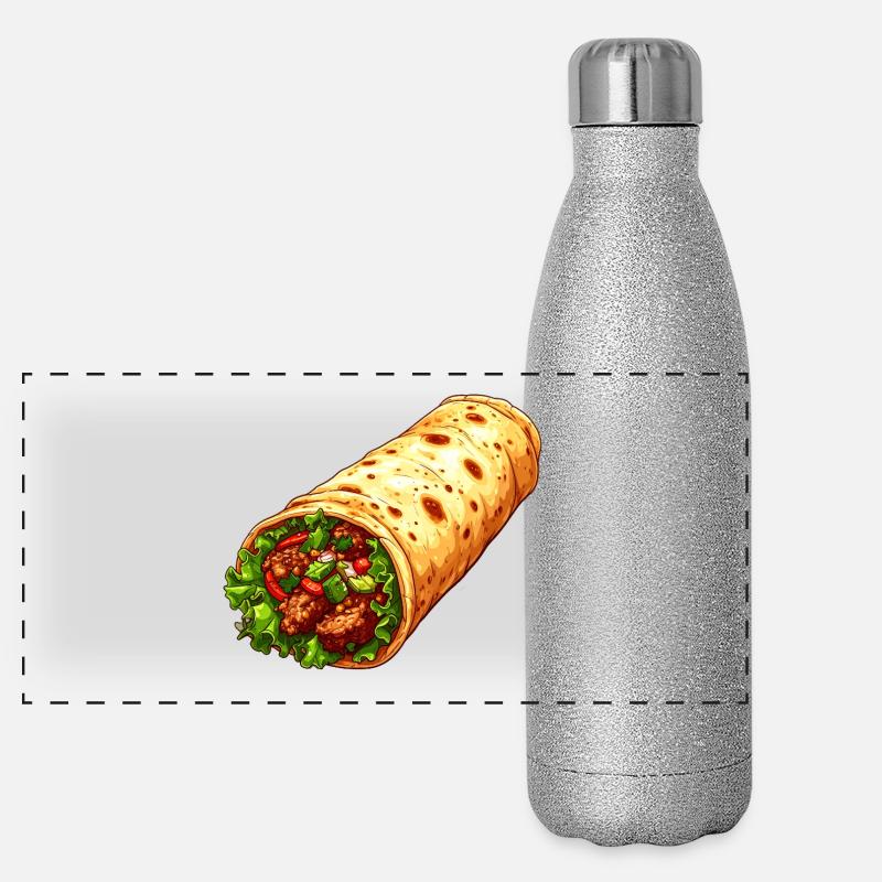lahmacun - Panoramic Glitter Thermal Bottle 500 ml - silver glitter