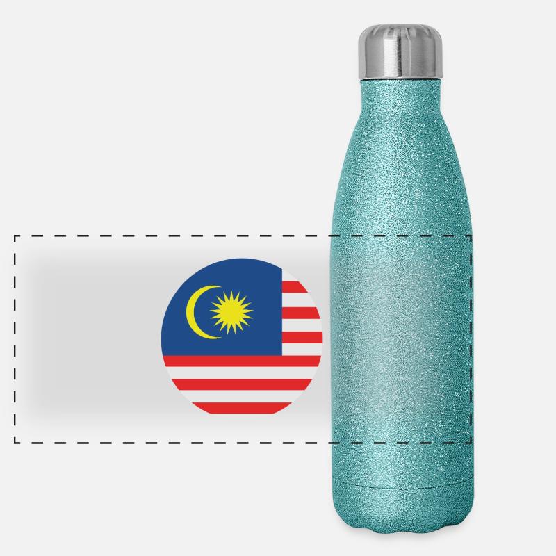 Drapeau rond de Malaisie Gourde isotherme panoramique pailletée 500 ml