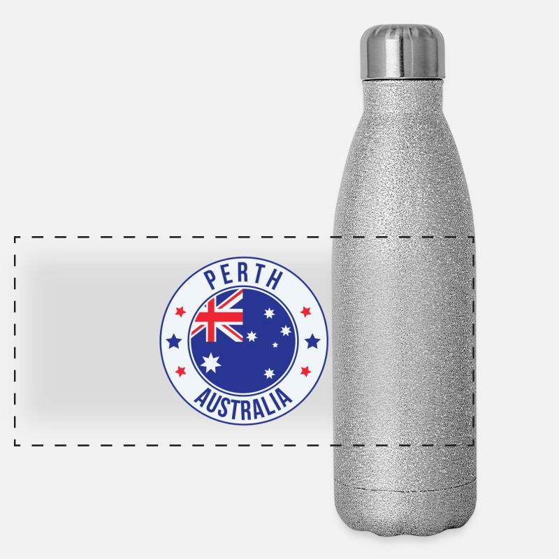Perth Australia Circle Badge Panoramic Glitter Thermal Bottle 500 ml