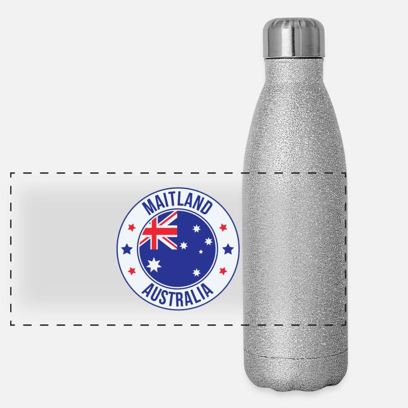 Maitland-Australien-Emblem Panorama Glitzer Isolierflasche 500 ml