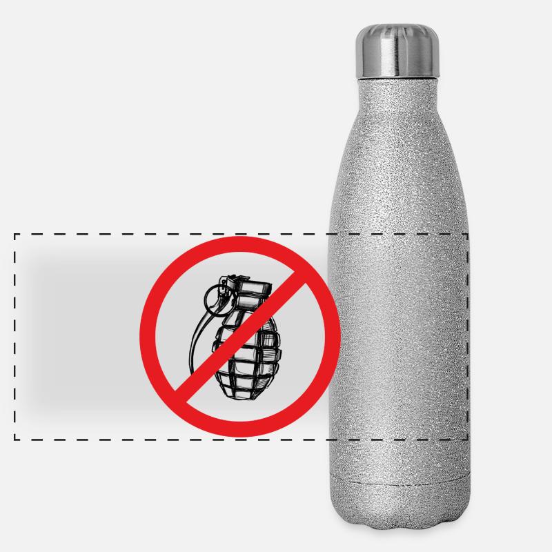 Grenade prohibited! Peace! - Illustration Panoramic Glitter Thermal Bottle 500 ml