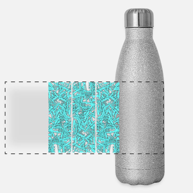 Turquoise Chaos Triptych Panoramic Glitter Thermal Bottle 500 ml