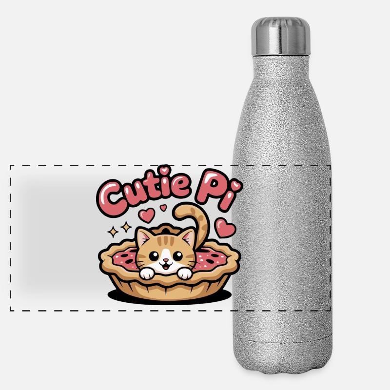 Cutie Pi Cat - Panoramic Glitter Thermal Bottle 500 ml - silver glitter