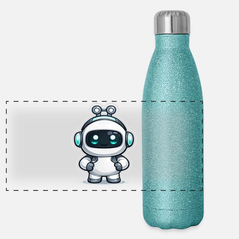 Copilot AI Robot Mascot Cute Dev Sticker Panoramic Glitter Thermal Bottle 500 ml