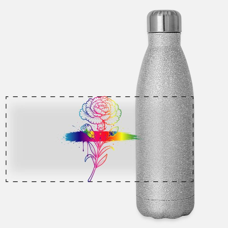 Regenbogen Nelke Neon Farbverlauf Kunst  Panorama Glitzer Isolierflasche 500 ml