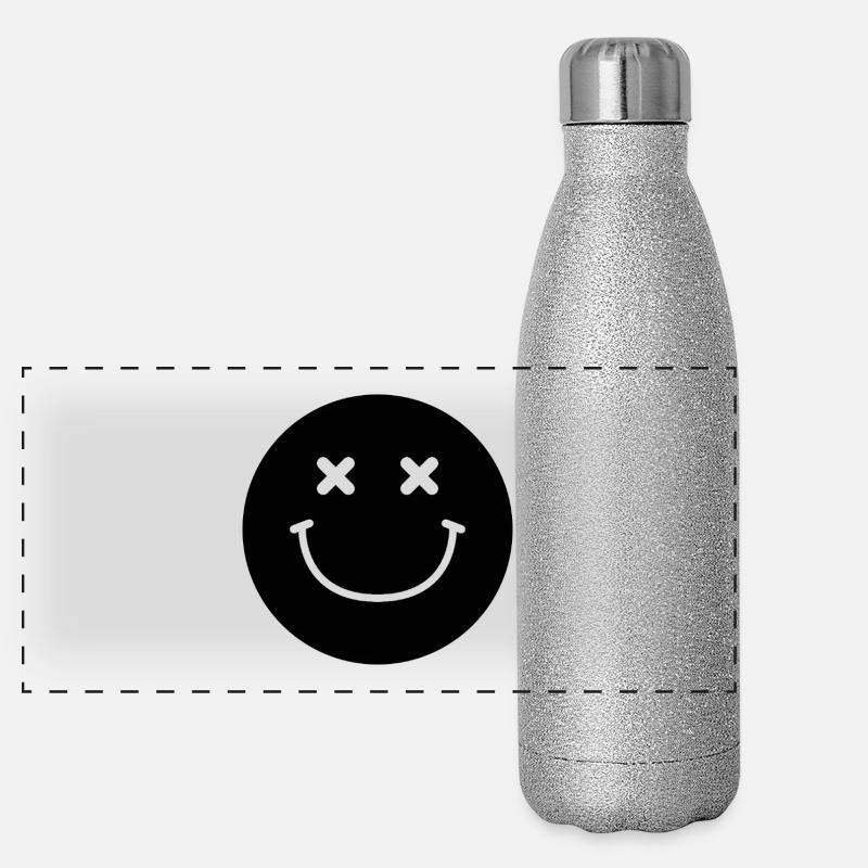 Smiley-Gesicht Panorama Glitzer Isolierflasche 500 ml
