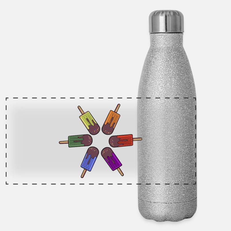 Regenbogen-Eis am Stiel Panorama Glitzer Isolierflasche 500 ml