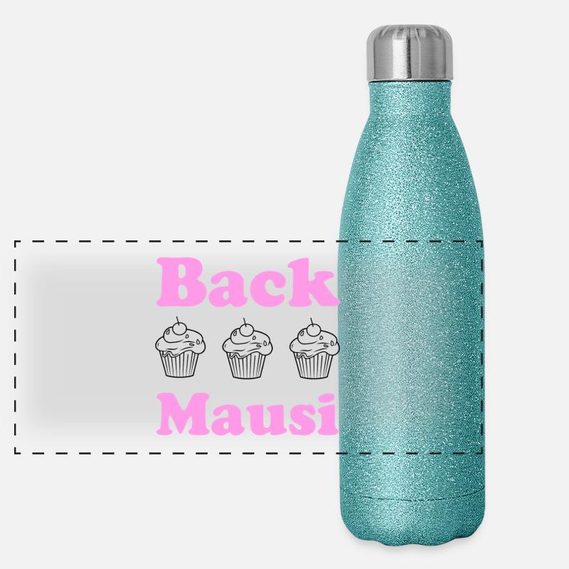 Back Mausi – Lustiges Geschenk Backen & Konditorin Panorama Glitzer Isolierflasche 500 ml