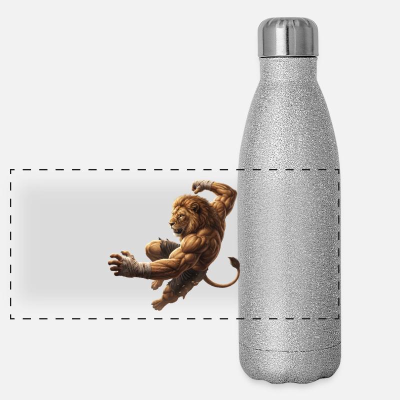 Löwe im Sprung Panorama Glitzer Isolierflasche 500 ml