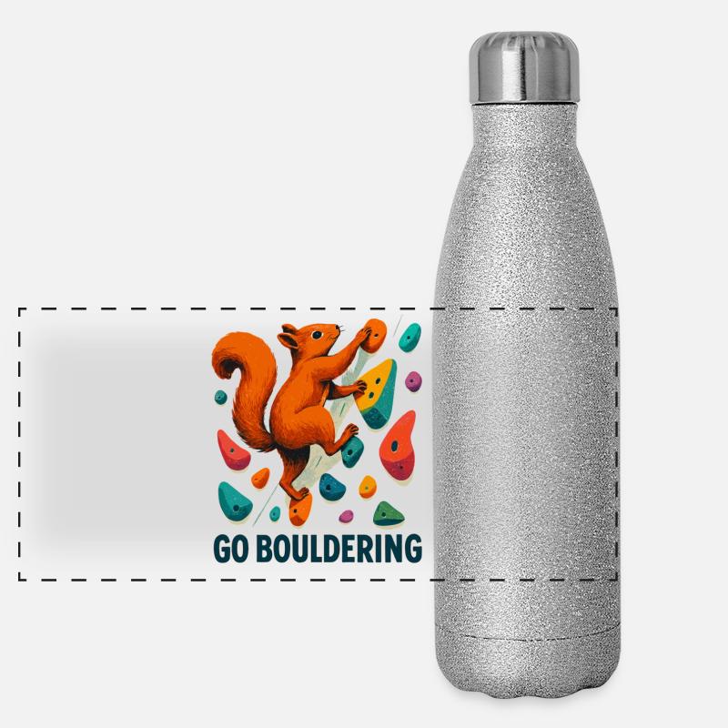 Eichhörnchen Go Bouldering – Kletter Motivation Panorama Glitzer Isolierflasche 500 ml
