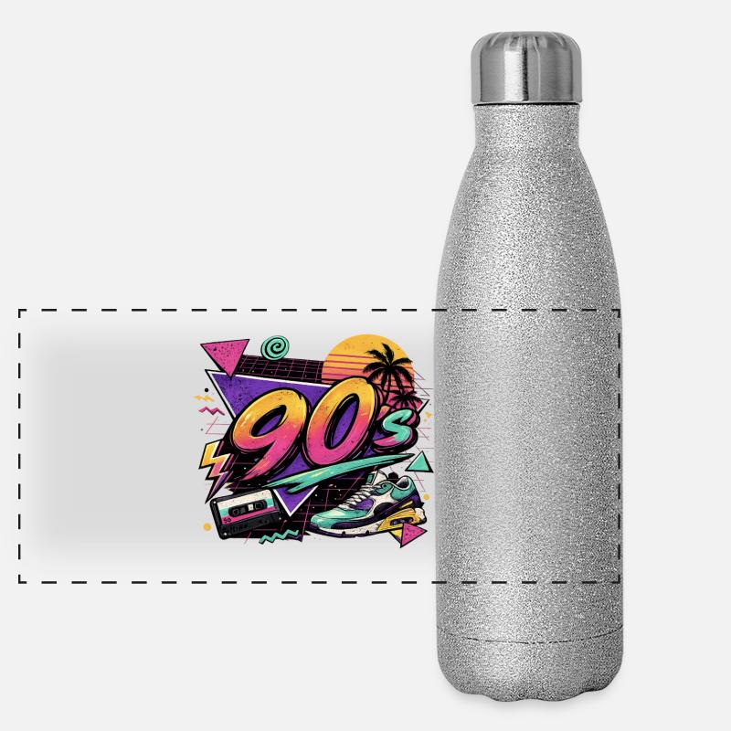 90s Neon Retro Sneaker Design Panoramic Glitter Thermal Bottle 500 ml
