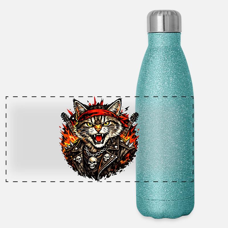Rocker Cat Panoramic Glitter Thermal Bottle 500 ml
