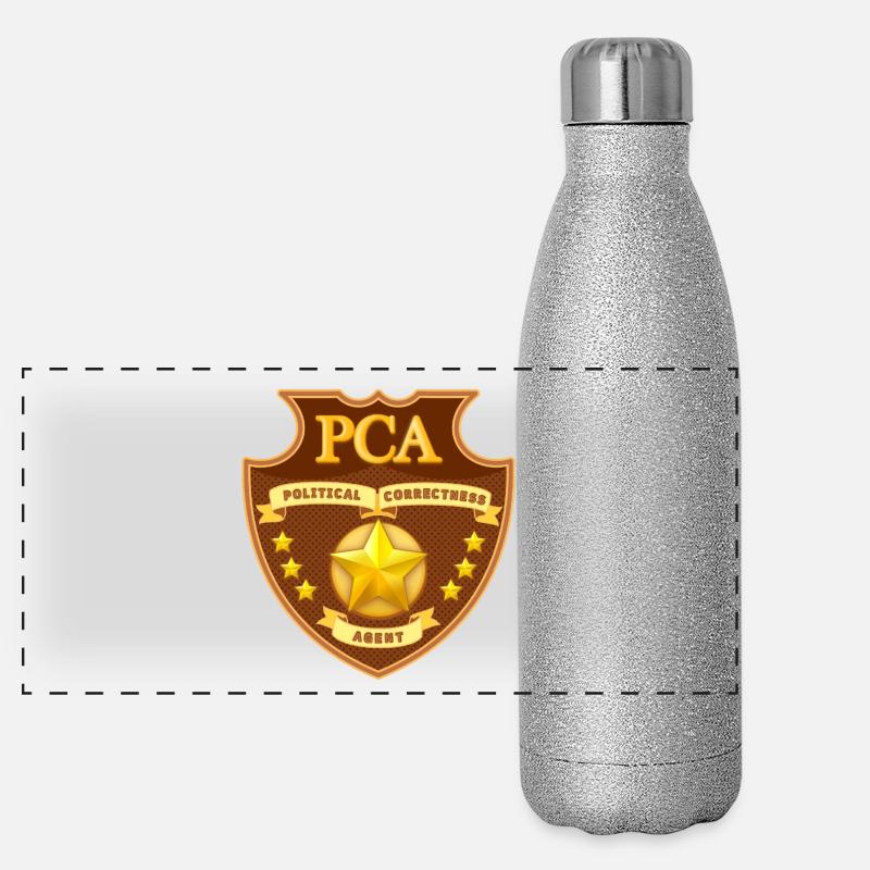 Political Correctness Agent Abzeichen Panorama Glitzer Isolierflasche 500 ml