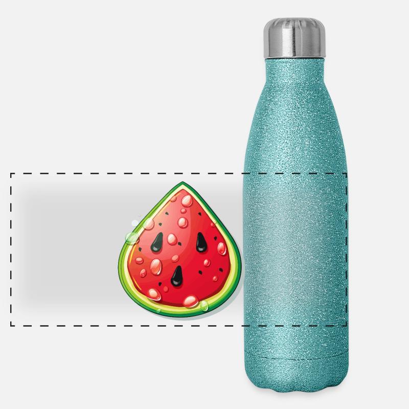 Dessin animé de la tranche de pastèque Gourde isotherme panoramique pailletée 500 ml