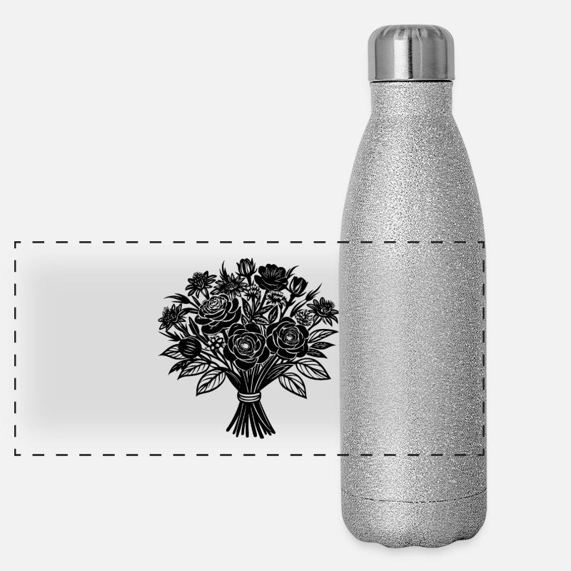 bouquet de fleurs Gourde isotherme panoramique pailletée 500 ml