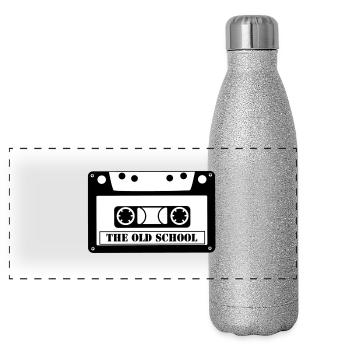 old-school - Gourde isotherme panoramique pailletée 500 ml - paillettes argentées - Devant