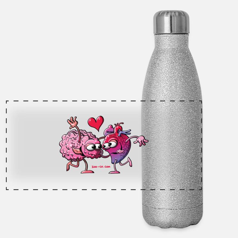 Herz und Gehirn: Eine Liebesgeschichte Panorama Glitzer Isolierflasche 500 ml
