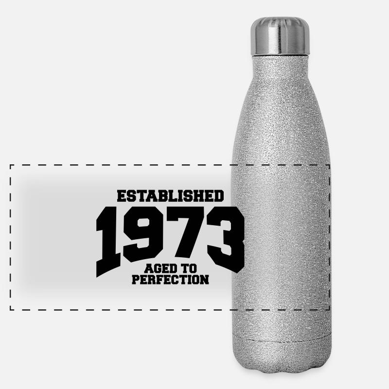aged to perfection established 1973 (de) Panorama Glitzer Isolierflasche 500 ml
