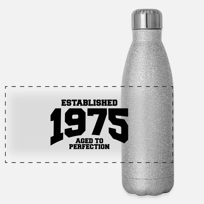 aged to perfection established 1975 (de) Panorama Glitzer Isolierflasche 500 ml