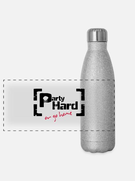 partie dure - Gourde isotherme panoramique pailletée 500 ml - paillettes argentées - Devant
