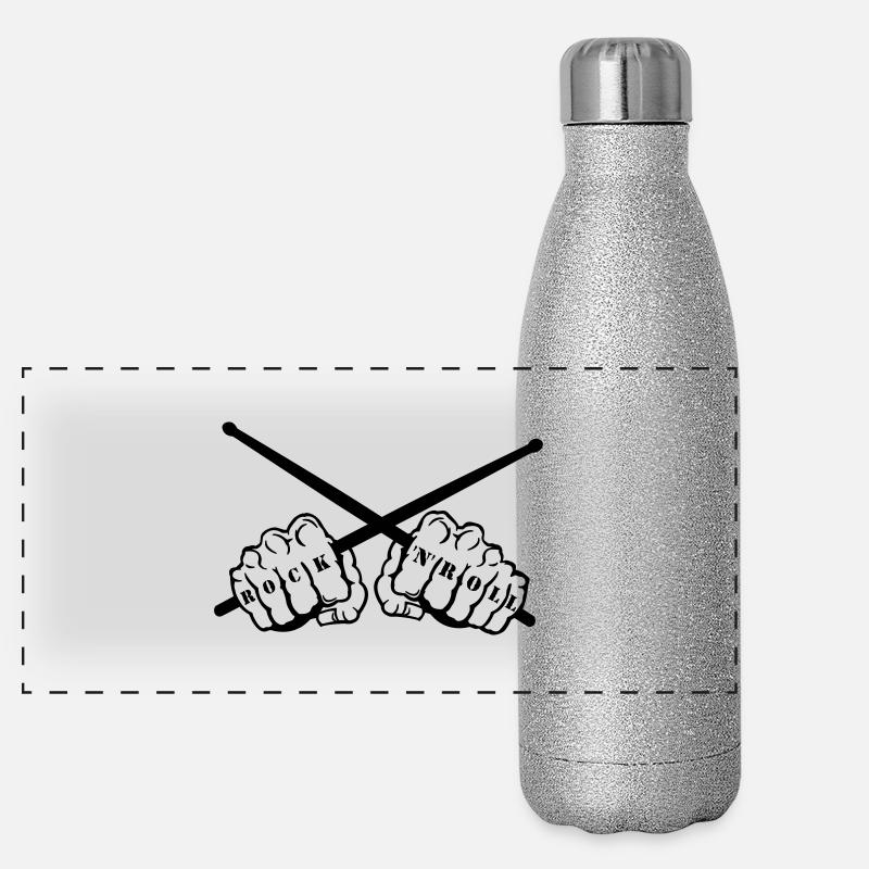 rock 'n' roll drummer fists Gourde isotherme panoramique pailletée 500 ml