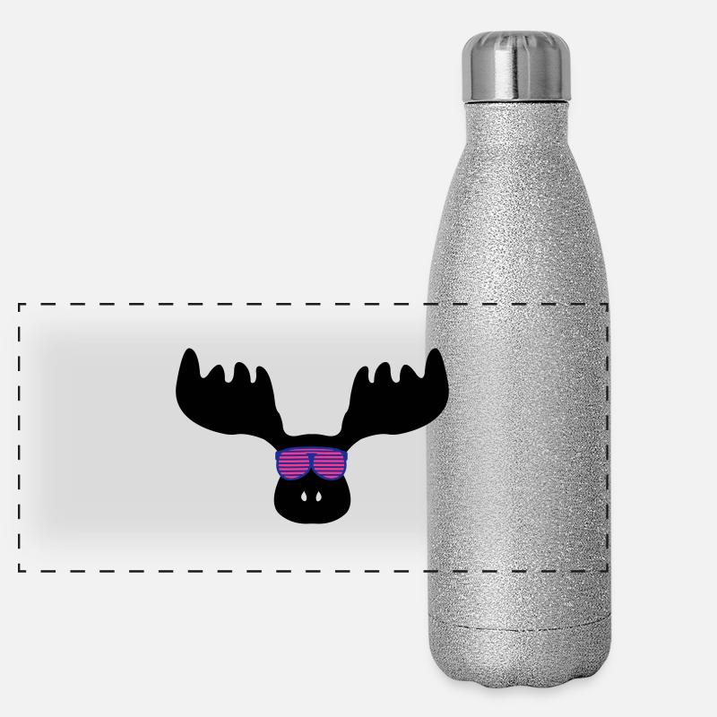 elch_mit_sonnenbrillebrille Panorama Glitzer Isolierflasche 500 ml