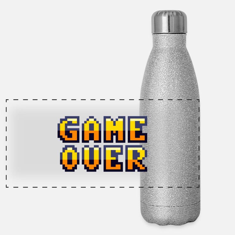 Game Over Retrogaming Vintage-Pixel Panorama Glitzer Isolierflasche 500 ml