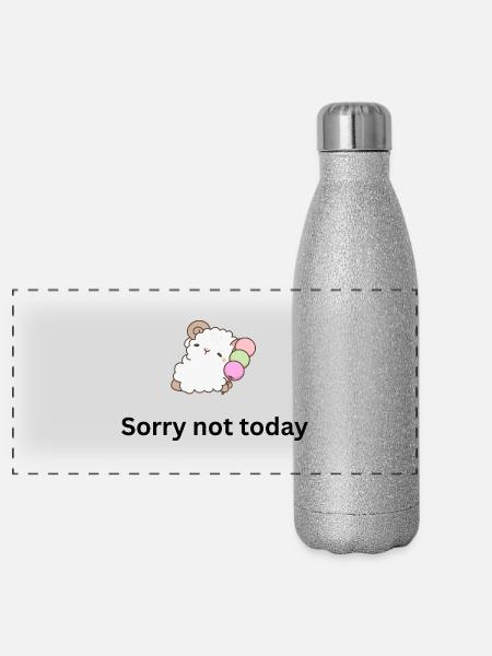 Sorry not today - Panoramic Glitter Thermal Bottle 500 ml - silver glitter - Front