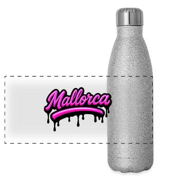 Mallorca Graffiti - Panorama Glitzer Isolierflasche 500 ml - Silber Glitzer - Vorne