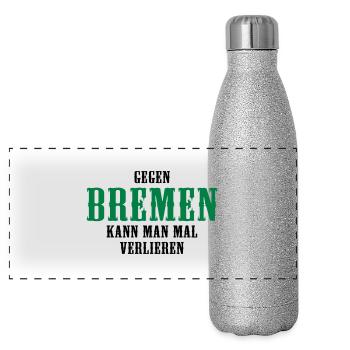 Gegen Bremen kann man mal verlieren - Panorama Glitzer Isolierflasche 500 ml - Silber Glitzer - Vorne