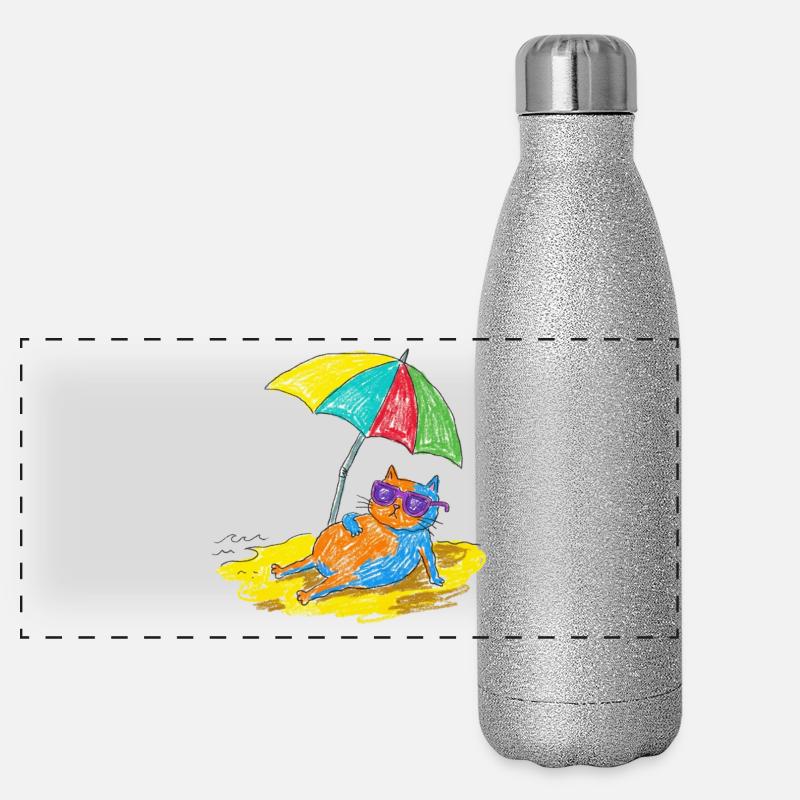 Katzen am Strand  Panorama Glitzer Isolierflasche 500 ml