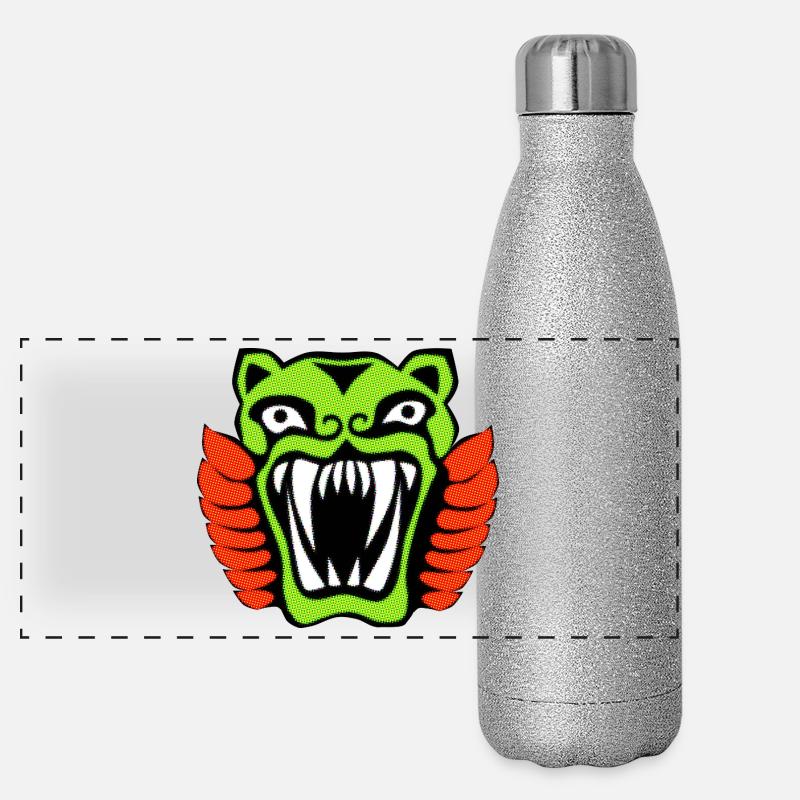 Tiger illustration magic jungle ancient style Panorama Glitzer Isolierflasche 500 ml