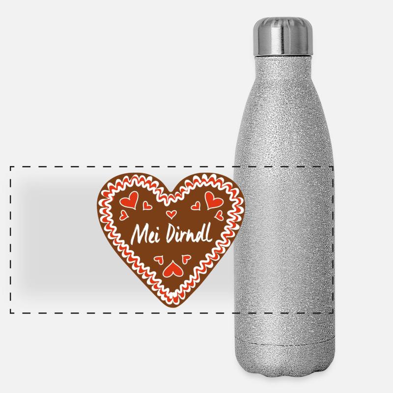 Mei Dirndl Lebkuchenherz Panorama Glitzer Isolierflasche 500 ml