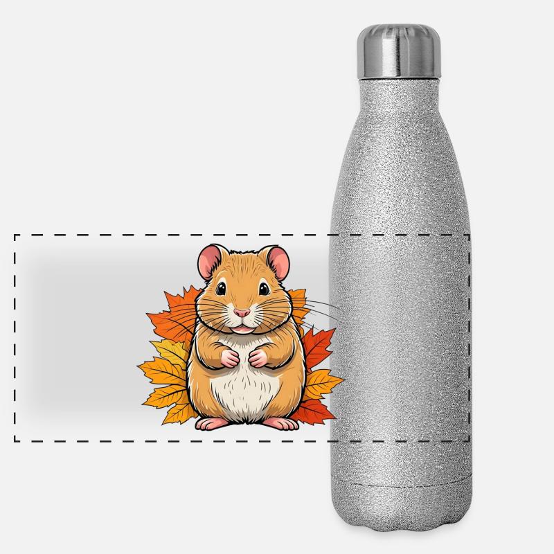 Halloween-Hamster / Herbstmaus Panorama Glitzer Isolierflasche 500 ml