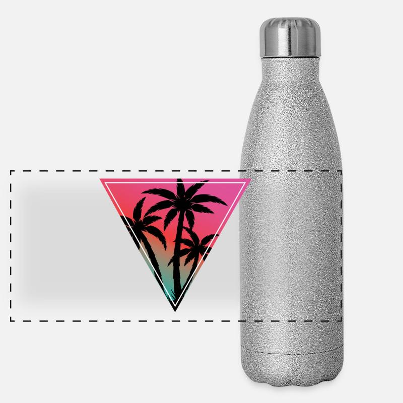 Sunset Palm Triangle Print Panoramic Glitter Thermal Bottle 500 ml