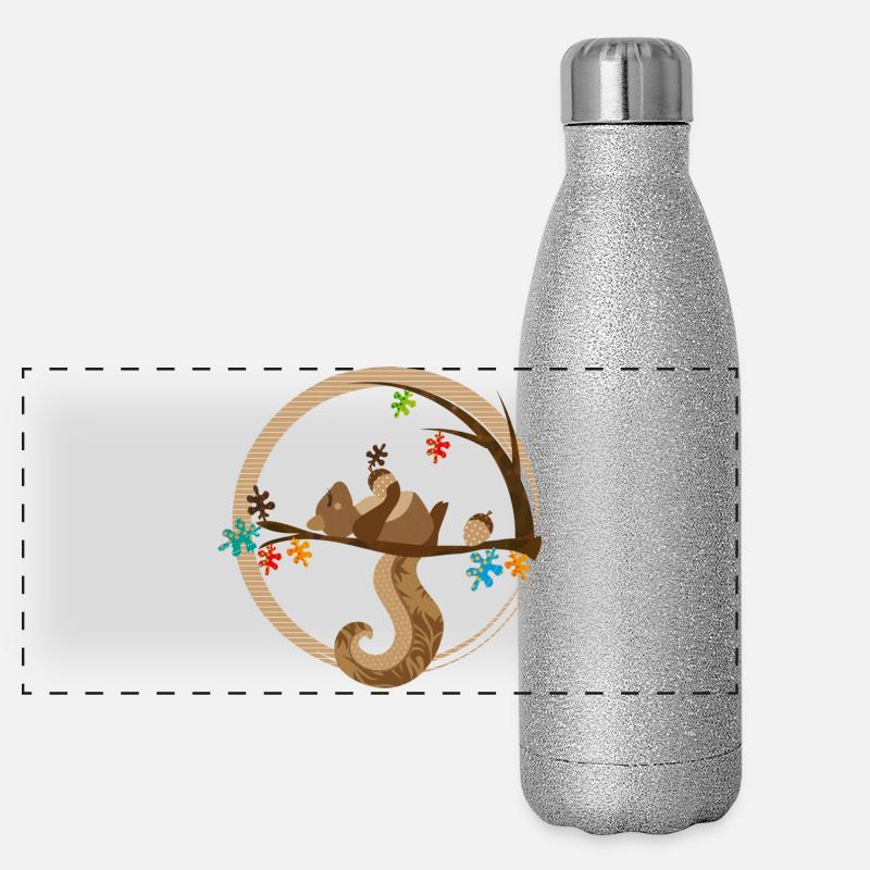 Ein Eichhörnchen schläft Panorama Glitzer Isolierflasche 500 ml