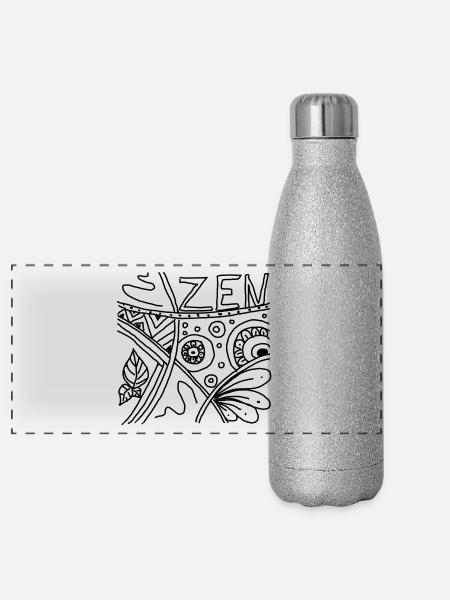 Zen - Panorama Glitzer Isolierflasche 500 ml - Silber Glitzer