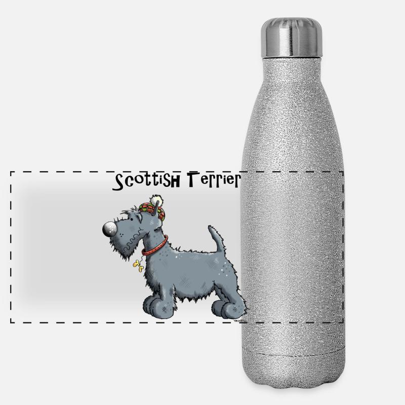 Silvius der Scottish Terrier Panorama Glitzer Isolierflasche 500 ml