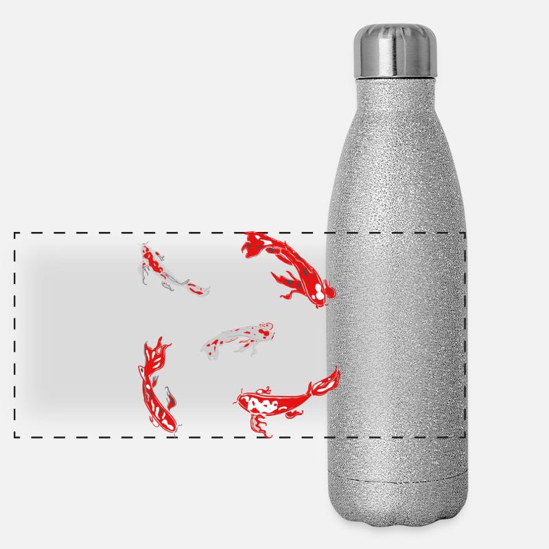 carpe poisson rouge koi japon modèle art abstrait Gourde isotherme panoramique pailletée 500 ml