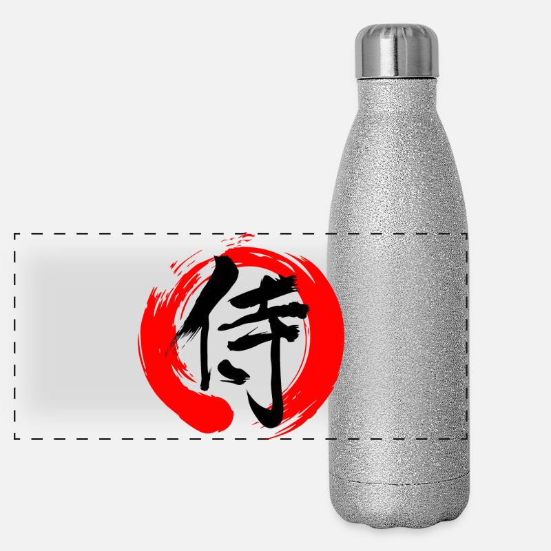 Samurai im Zen-Zeichen Panorama Glitzer Isolierflasche 500 ml