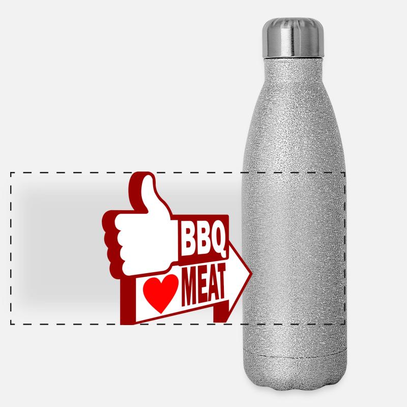 Wie BBQ, lieben Fleisch Panorama Glitzer Isolierflasche 500 ml