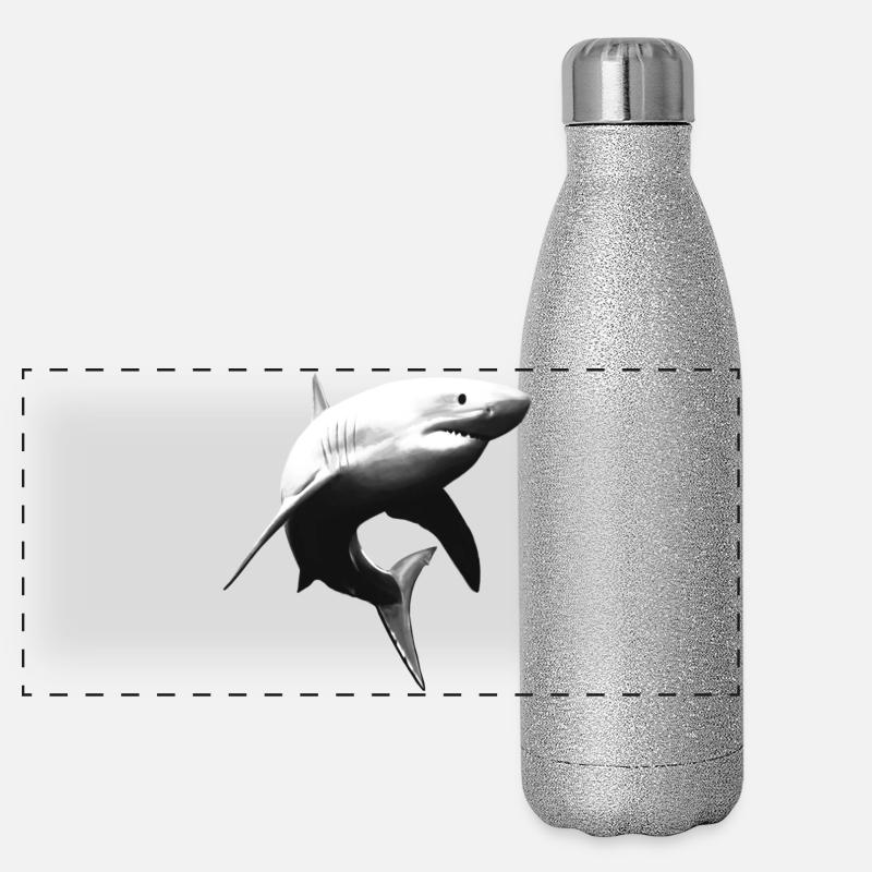 Grand requin blanc Gourde isotherme panoramique pailletée 500 ml