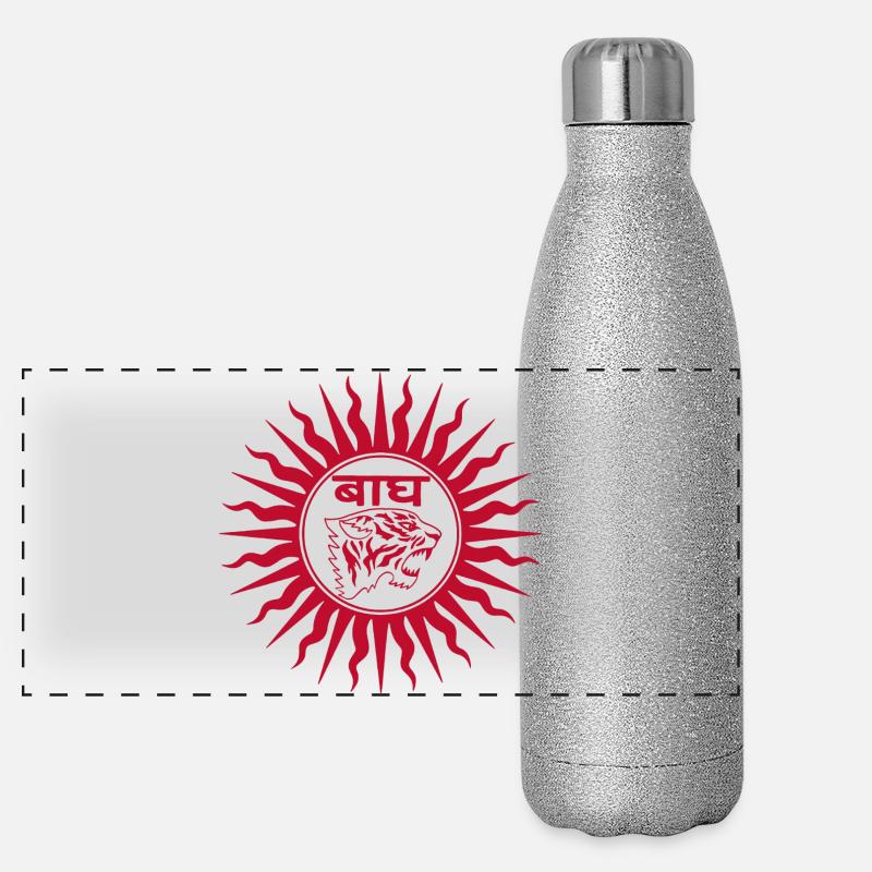 Roter Tiger in Indien Panorama Glitzer Isolierflasche 500 ml