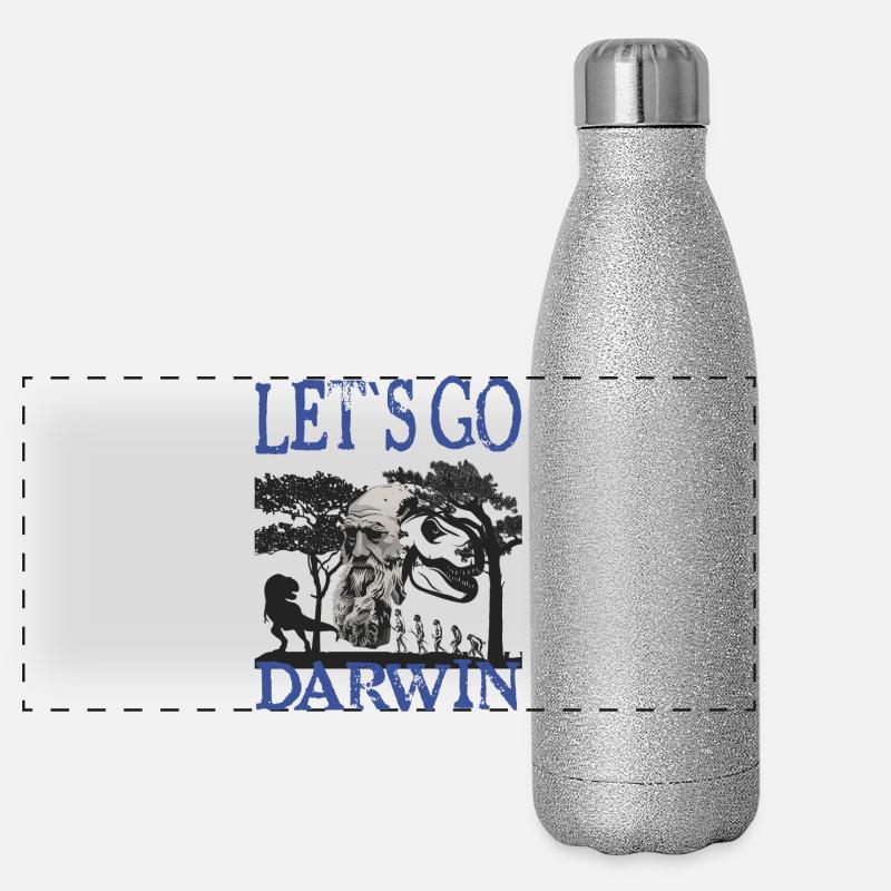 Charles Darwin Evolution textile Geschenkidee Panorama Glitzer Isolierflasche 500 ml