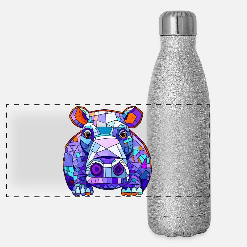 Hippopotamus Hippo Panoramic Glitter Thermal Bottle 500 ml