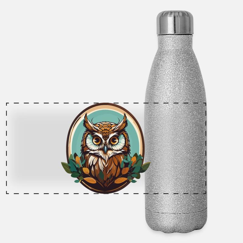 Owl Night Bird Panoramic Glitter Thermal Bottle 500 ml