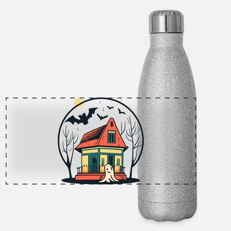 Fantôme de maison hantée Gourde isotherme panoramique pailletée 500 ml