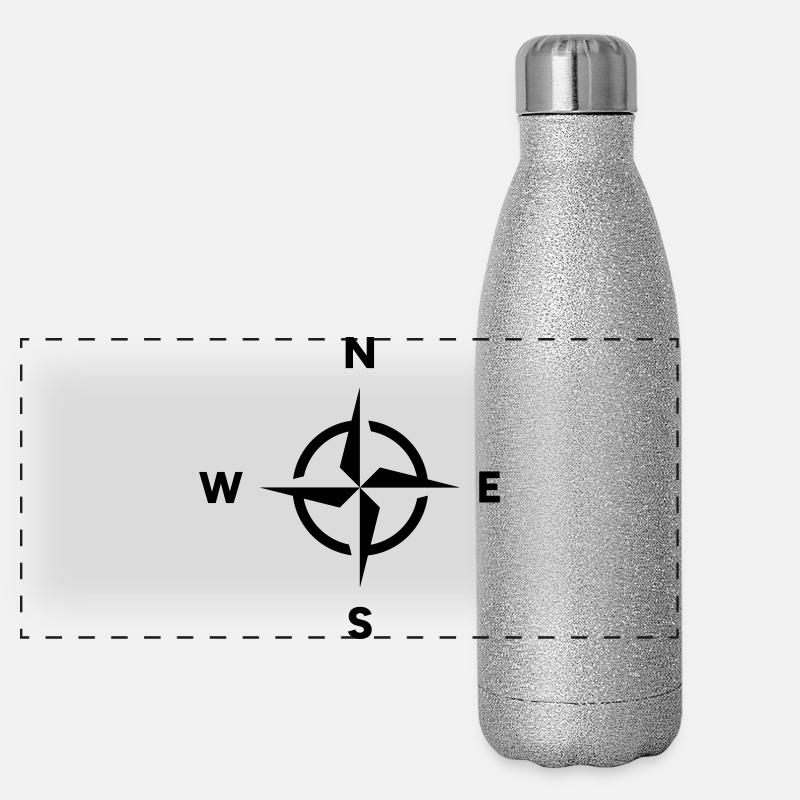 Kompass Navigation Orientierung Himmelsrichtung Panorama Glitzer Isolierflasche 500 ml
